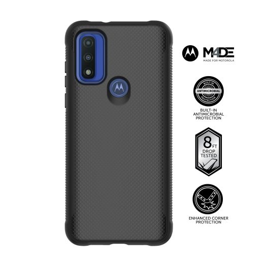 Moto G Pure Body Glove Textured Gel Case with Built-In Antimicrobial Protection - Black