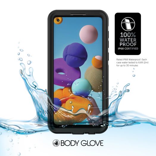 Samsung Galaxy A21 Body Glove Tidal Waterproof Phone Case- Black/Clear