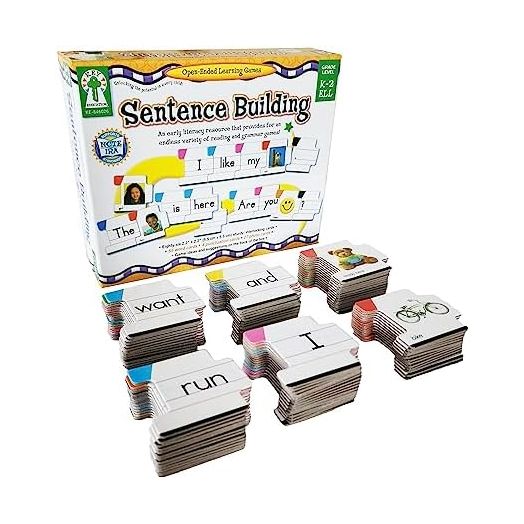 Key Education 86-Piece Sentence Building for Kids, Toys for Speech Therapy, Sight Word Games for Kindergarten, 1st and 2nd Grade Classroom Must Haves, Speech Therapy Activities, Ages 5+