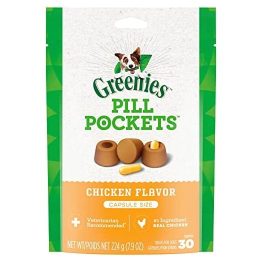 GREENIES PILL POCKETS Treats for Dogs Chicken Flavor - Capsule Size 7.9 oz. 30 Treats