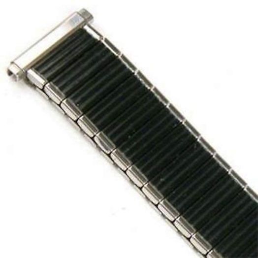 Watch Band Expansion Strech Metal flex Black with Silver color edges fits 16mm to 19mm Vintage New Old Stock Rare Mens about 5.8 inches long
