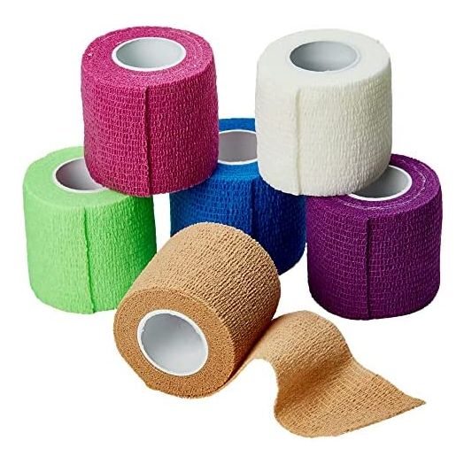 MEDca Self Adherent Cohesive Wrap Bandages 2 Inches X 5 Yards 6 Count, (Rainbow Color)