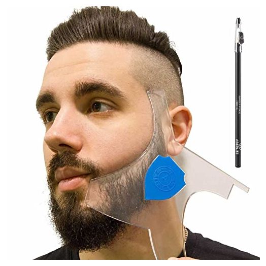 Aberlite ClearShaper, Beard Shaper Kit w/Barber Pencil, 100% Clear, Many Styles, Beard Stencil Guide Template Outliner