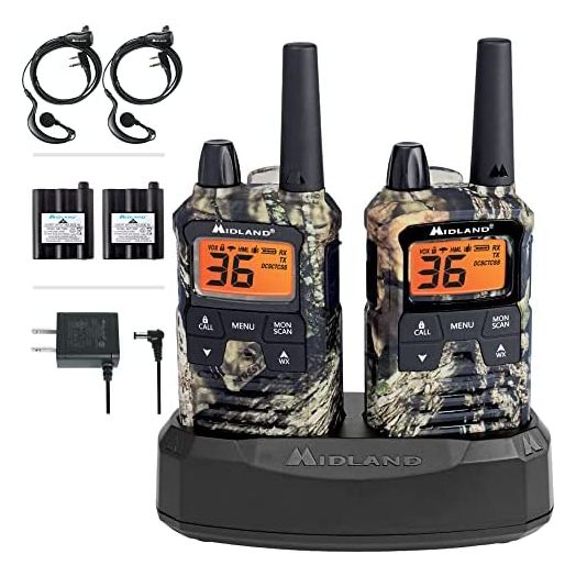 Midland T295VP4 X-TALKER GMRS Long Range Walkie Talkie - Two Way Radio with NOAA Weather Scan + Alert, and 121 Privacy Codes (Camo, 2 Radios)