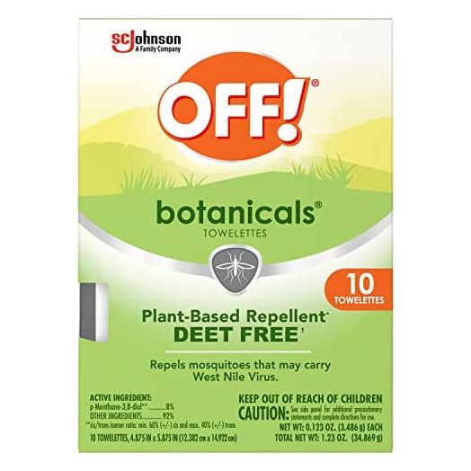 OFF! Botanicals Deet-Free Insect Repellent Wipes, Plant-Based Mosquito Repellent, 10 Count Individually Wrapped Wipes