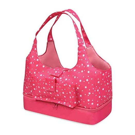 Badger Basket On-The-Go Doll Tote and Storage Purse for 18 inch Dolls- Pink/Star