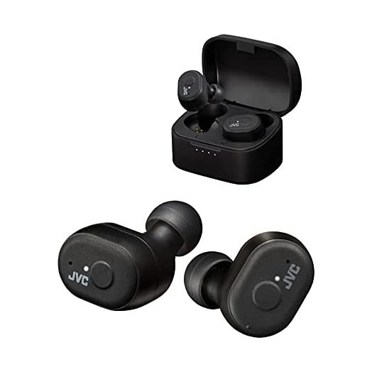 JVC HAA11T Series Marshmallow True Wireless Earbuds Headphones, 28H Long Battery Life with Charging Case, Waterproof IPX5 (Black)