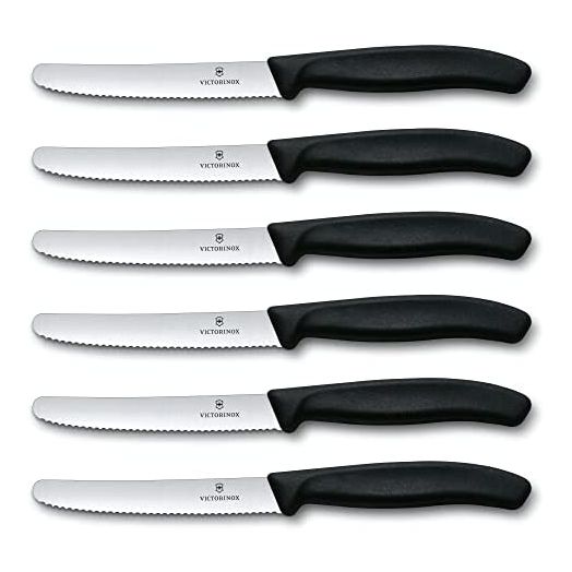 Victorinox Swiss Army Cutlery Swiss Classic Serrated Steak Knife Set, Round-tip, 4.5-Inch, 6-Piece