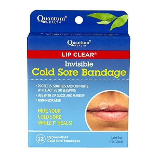 Quantum Health Lip Clear Invisible Cold Sore Bandage, Fever Blister Patch - Patch Soothes and Protects, Hides Cold Sores, Helps Prevent Contamination, 12 Ct