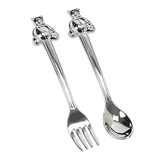 Creative Gifts 020911 Baby Spoon and Fork, Set of 2, Silver