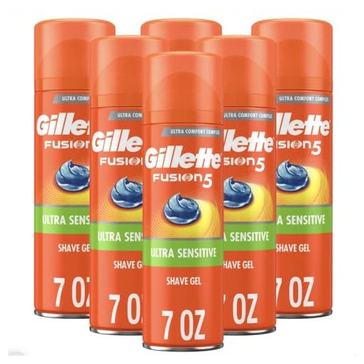 Gillette Fusion5 Ultra Sensitive Shave Gel, 7 Ounce (Pack of 6)