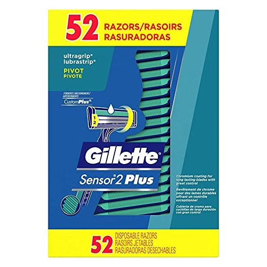 Men's Gillette Sensor PLUS2 Disposable Razor with Powder Lubrastrip 52 Razors Box, Rastrillos desechable Gillette 52 piezas.