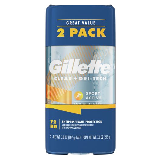Gillette Clear Gel Antiperspirant Deodorant, Sport Active, 3.8 oz (Twin Pack)
