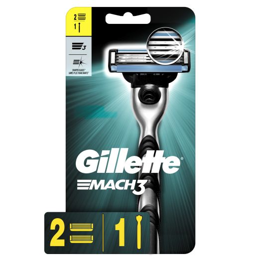 Gillette Mach3 Mens Razor Handle and 2 Blade Refills