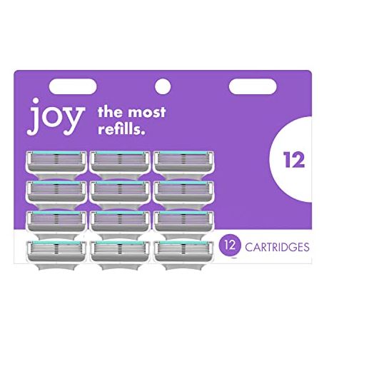 joy Womens Razor Blade Refills, 12 Count, Purple, Lubrastrip to Help Avoid Skin Irritation