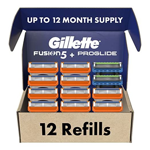 Gillette Mens Razor Blade Refills, 10 Fusion5 Cartridges, 2 ProGlide Cartridges, Lubrastrip for a More Comfortable Shave