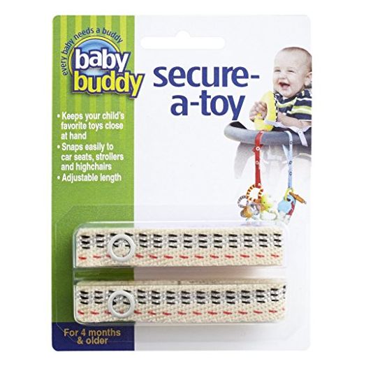 Baby Buddy Secure-A-Toy, Safety Strap Secures Toys, Teether, Pacifiers to Strollers, Highchairs, Car Seats, Adjustable Length Keep Toys Sanitary Clean, Registry Must Haves, Kayla BLVD Stitch, 2 Count