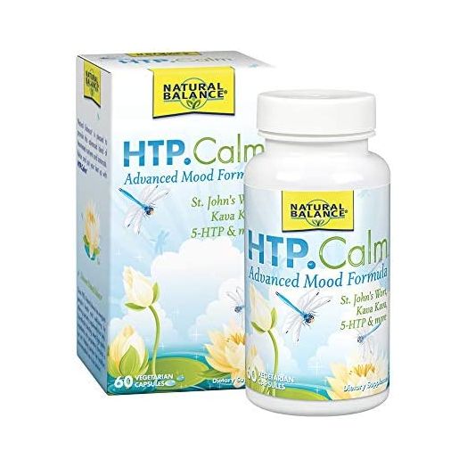 Natural Balance HTP Calm | Herbal Supplement Helps Support Mood, Relaxation & Stress | Vitamin B-6, Kava Kava & St. Johns Wort | 60 Caps