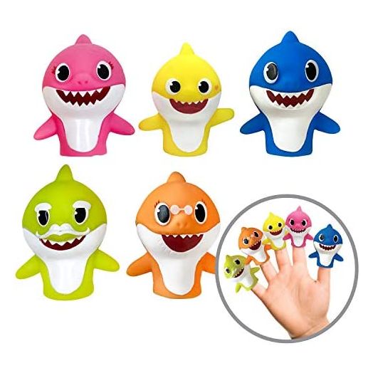 Nickelodeon Baby Shark 5 Pc Finger Puppet Set - Party Favors, Educational, Bath Toys, Story Time, Beach Toys, Playtime