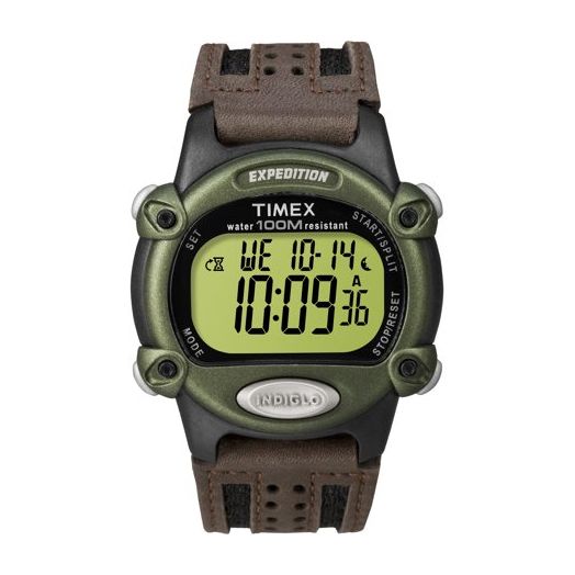 Timex Men's Expedition Digital CAT Watch, Brown Nylon/Leather Strap