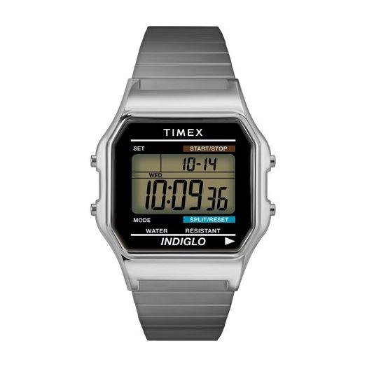 Timex Men's Classic Digital Watch, Silver-Tone Stainless Steel Expansion Band