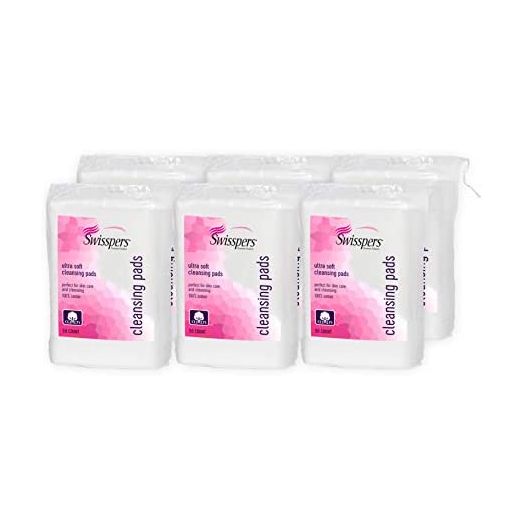 Swisspers Cotton Facial Cleansing Pads, Disposable Washcloth (Pack of 6)