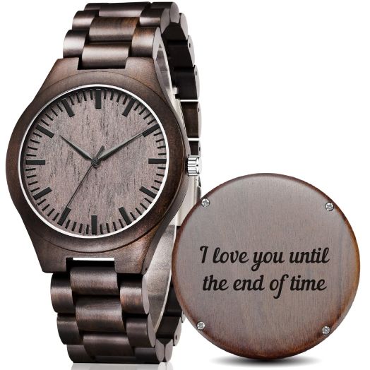Anniversary Wood Watches for Men Gifts - Engraved Wooden Watches Mens, to My Husband, Husband Birthday Gifts from Wife, Groom Gifts from Bride