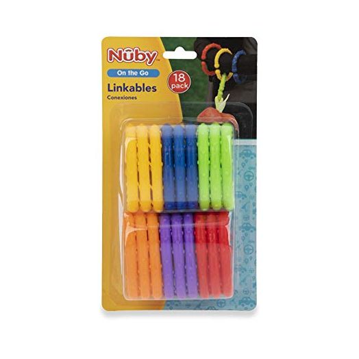 Nuby Linkables, 18 Colorful Attachable Links for Strollers, Car Seats, & Travel