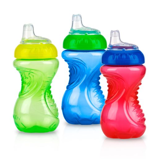 Nuby Easy Grip Soft Spout Sippy Cup, 10 oz, 3 Pack