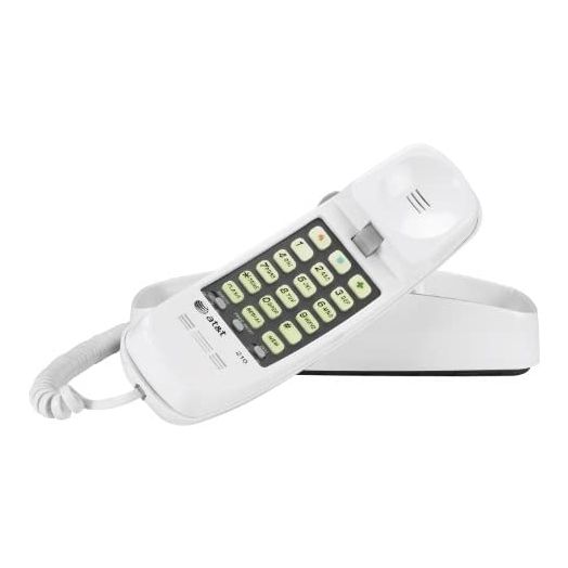 Advanced American Telephones 210WH AT&T 210M Basic Trimline Corded Phone, No AC Power Required, Wall-Mountable, White