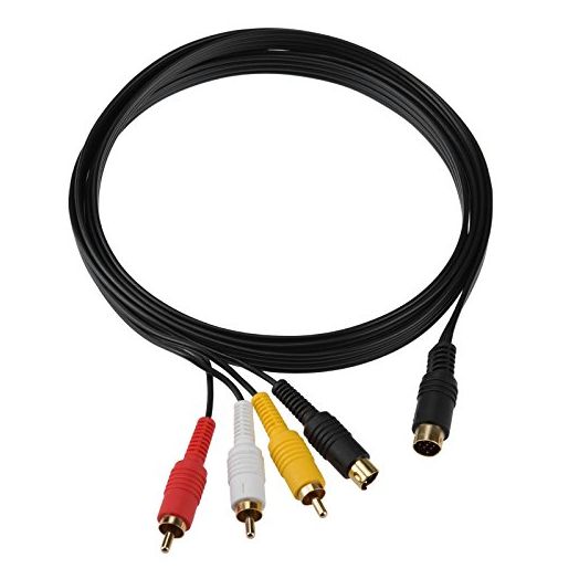 Gam3Gear Gold Plated S-AV RCA S-Video AV Video Audio Composite TV Adapter Cable for Sega Saturn