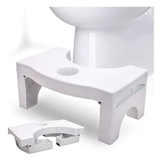 Foldable Toilet Potty Stool for Adults, 7" Heavy Duty Plastic Portable Squatting Poop Foot Stool with Freshener Space, Bathroom Non-Slip Toilet Assistance Step Stool - Healthy Gifts for Kids Seniors