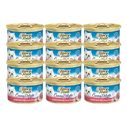 Fancy Feast Creamy Delights, Salmon Feast with a Touch of Real Milk, 3 OZ (Pack of 12)