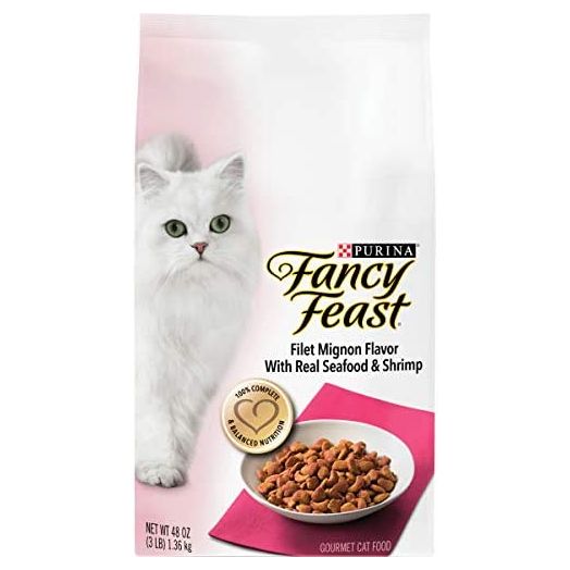 Purina Fancy Feast Dry Cat Food, Filet Mignon Flavor With Real Seafood & Shrimp - 3 lb. Bag