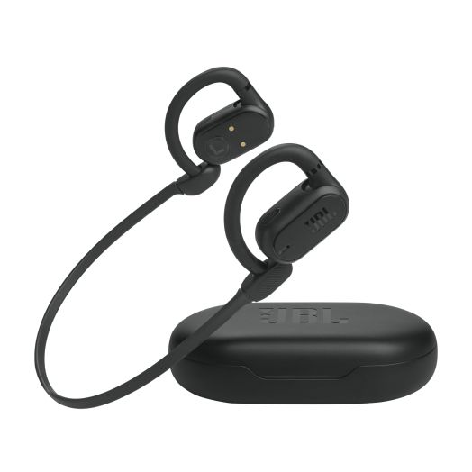 JBL SoundGear Sense - True Wireless Open-Ear Headphones, OpenSound Technology, Splash and dust Resistant, 4 mics for Crisp, Clear Calls, Up to 24 Hours of Battery Life, Plus Speed Charge (Black)