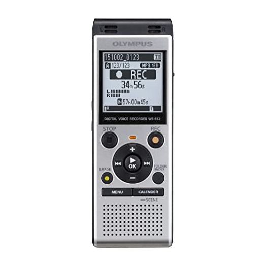 OM Digital Solutions Voice Recorder WS-852 with 4GB, Automatic Mic Adjustment, Simple Mode, SILVER (V415121SU000)