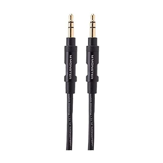 Monster Mobile® Audio Cable 3.5mm Male to Male Stereo Audio Cable-4 feet Black/Dull Black