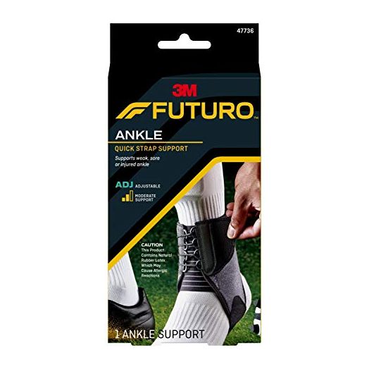 Futuro Futuro Quick Strap Ankle Support, One Size, Black, Adjustable