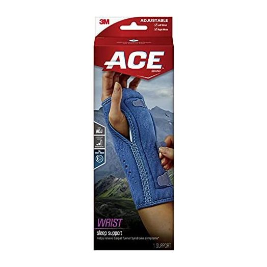 ACE Night Wrist Sleep Support, Adjustable, Blue, Helps Provide Relief from Symptoms of Carpal Tunnel Syndrome, and other Wrist Injuries