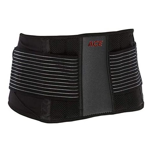 ACE - 902002 Adjustable Back Brace, Stabilizing Support and Comfort, Adjustable, Breathable, Full Range of Motion, from America's Most Trusted Brand of Braces , Black