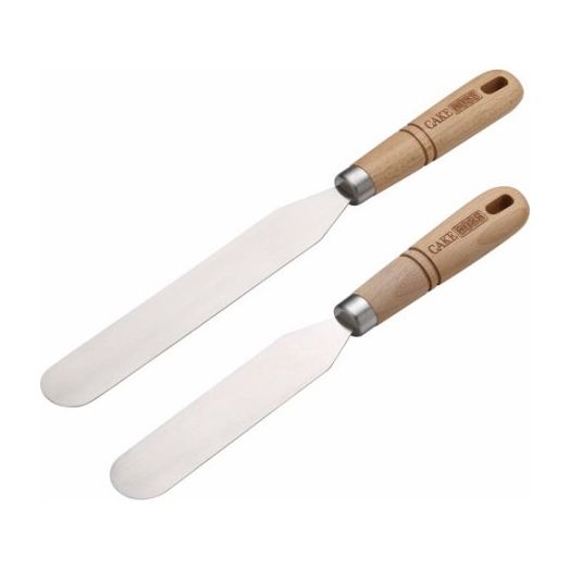 Cake Boss Wooden Tools and Gadgets 2-Piece Stainless Steel Icing Spatula Set