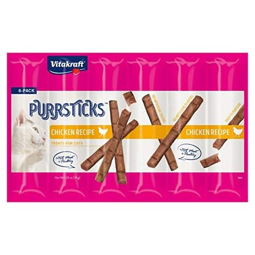 Vitakraft PurrSticks Meaty Cat Sticks - Chicken - Segmented and Breakable Meatstick - Deliciously Tender