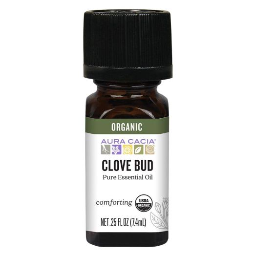 Aura Cacia 100% Pure Clove Bud Essential Oil, Certified Organic, 7.4 ml