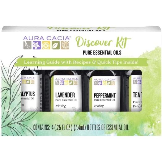 Aura Cacia Discover Essential Oils Kit, 4 Bottles 0.25 fl oz