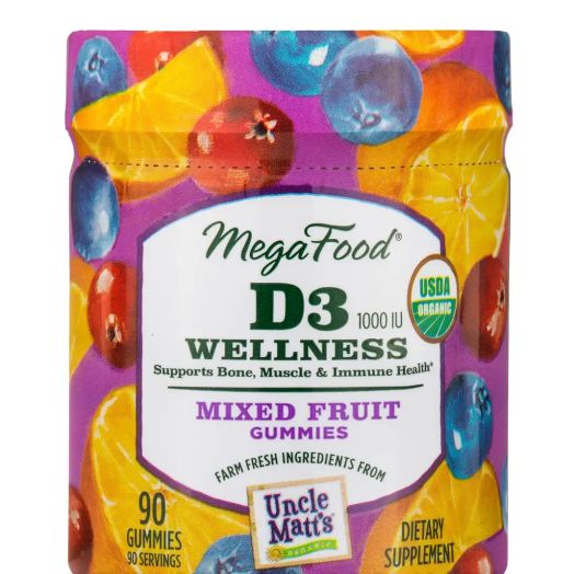 MegaFood D3 1000 IU Wellness Mixed Fruit Gummies - 90 Gummies