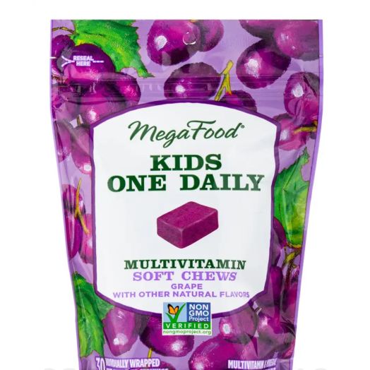 MegaFood Kids One Daily Multivitamin Soft Chews, Grape with other Natural Flavors - 30 Soft Chews