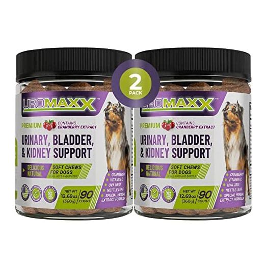 Uromaxx Urinary Tract Treatment Bladder & Kidney Support Soft Chews for Dogs, All Ages & Breeds, Non GMO, Made in The USA, 90 Count, 2 Pack