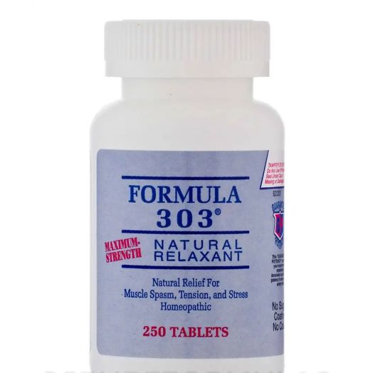 Dee Cee Labs Formula 303 Maximum Strength All-Natural Relaxant Tablets, 250 Tablets All-Natural Muscle Relaxant containing Magnesium for Sore Muscles, Passion Flower for Serotonin, and Valerian Root for Relaxation and Pain Relief
