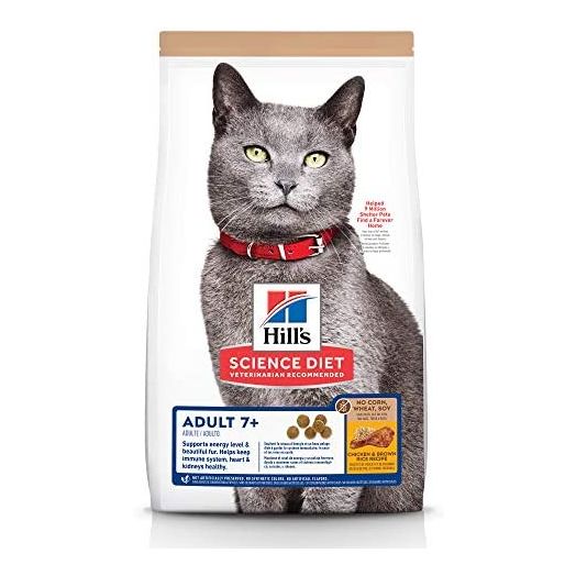 Hill's Science Diet Senior 7+ No Corn, Wheat or Soy Dry Cat Food, Chicken Recipe, 3.5 lb Bag