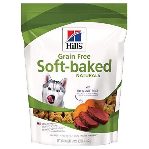 Hill's Grain Free Dog Treats, Soft-Baked Naturals with Beef & Sweet Potatoes, Soft Healthy Dog Snacks, 8 Oz Bag